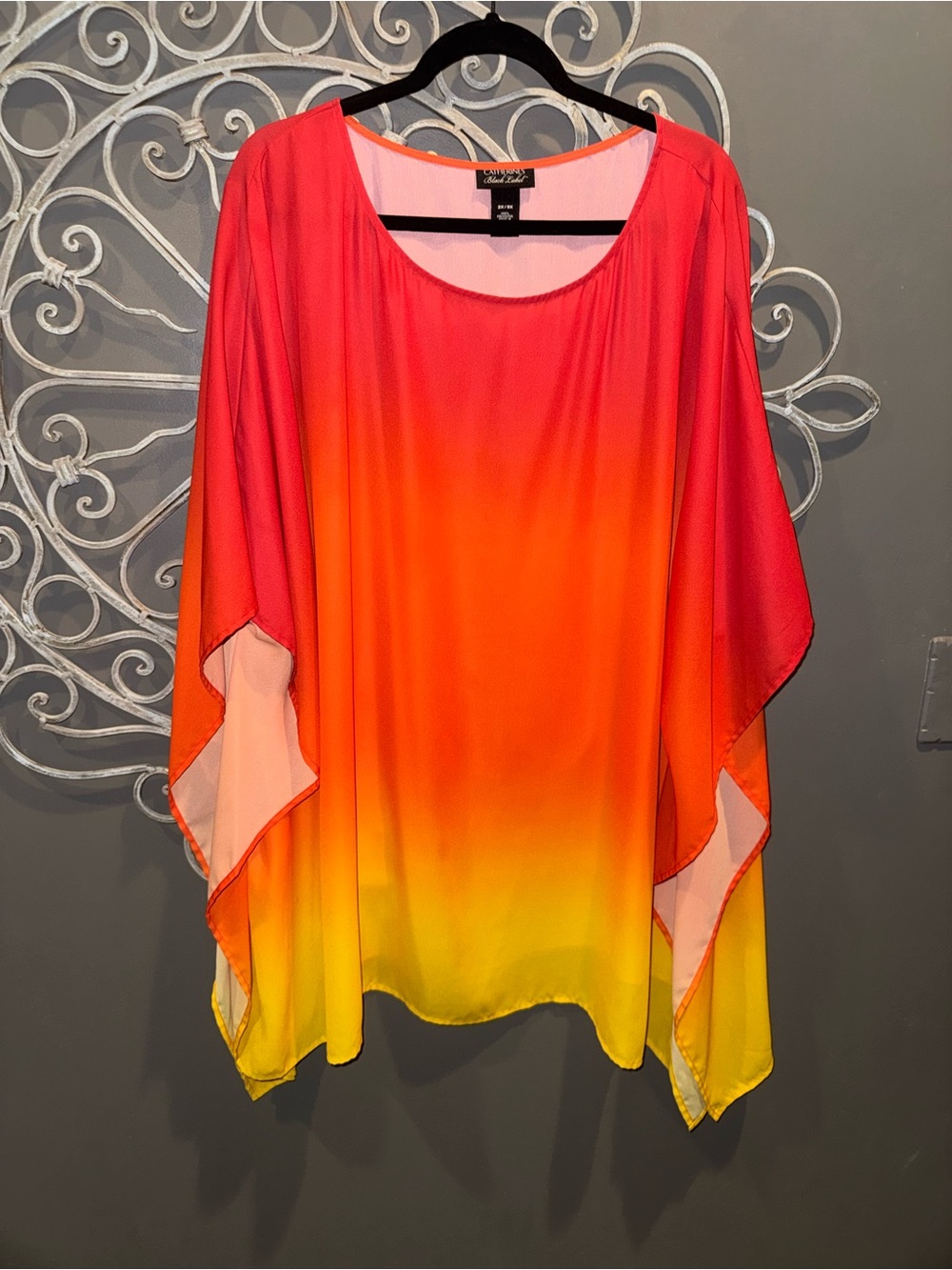 Women’s plus Ombre Sheer butterfly tunic Top sunset colors sz 2x 3x